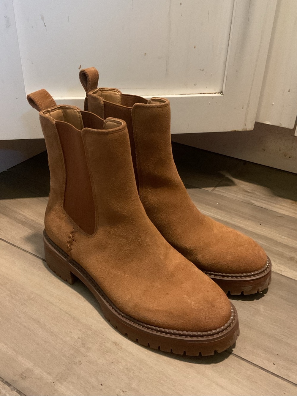 NEW Crown Vintage Caramel Brown Leather Western Moto Ankle Chelsea Boots Shoes 8